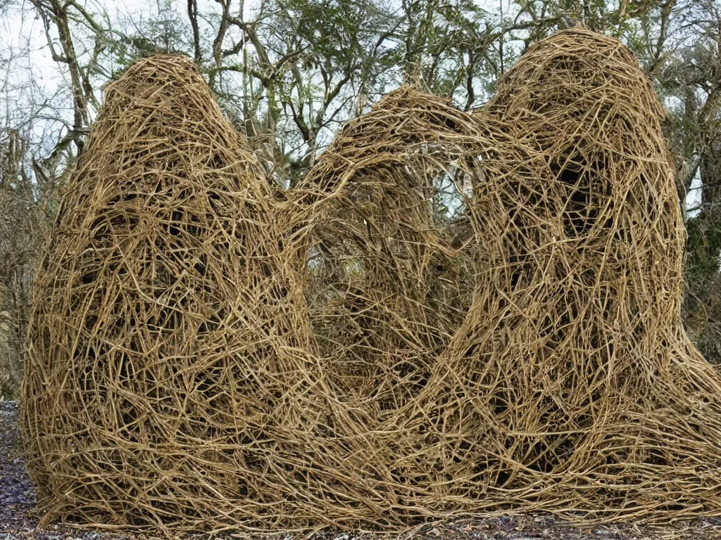 Prompt: an artwork by patrick dougherty