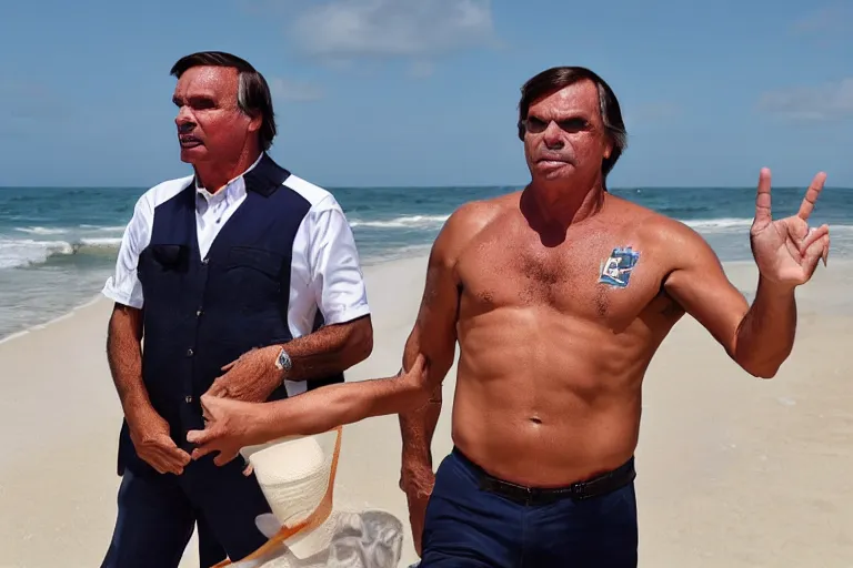 Prompt: president bolsonaro on the beach