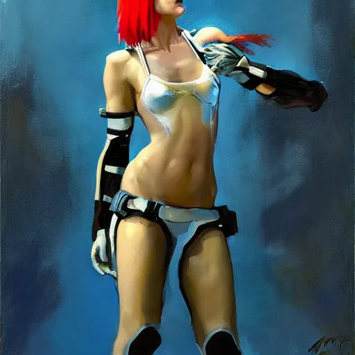 Prompt: greg manchess portrait painting of milla jovovich as leeloo from the 5 th element as overwatch character, medium shot, asymmetrical, profile picture, organic painting, sunny day, matte painting, bold shapes, hard edges, street art, trending on artstation, by huang guangjian, gil elvgren, ruan jia, randy vargas, greg rutkowski