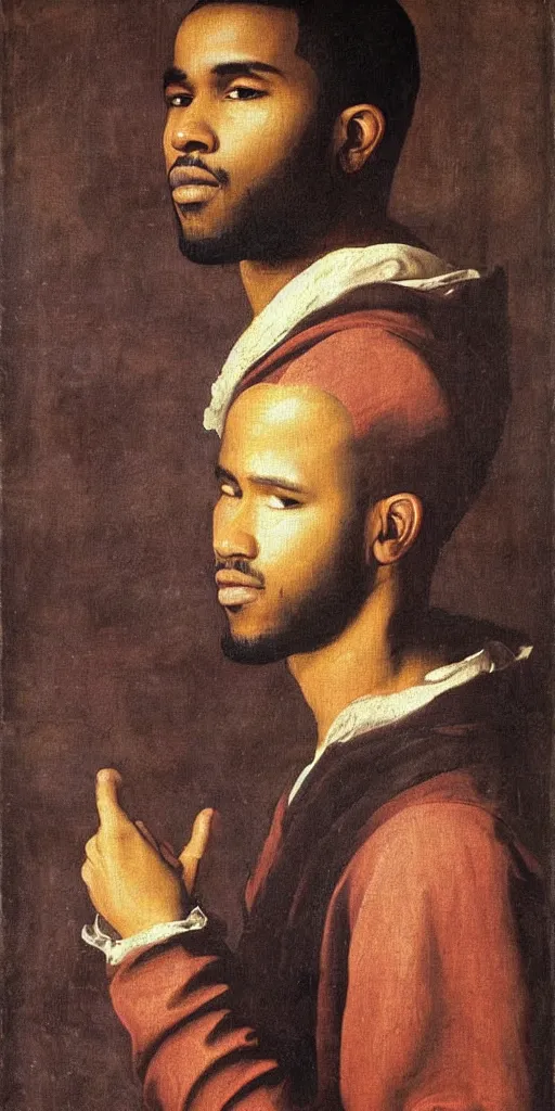 Image similar to renaissance era painting of frank ocean