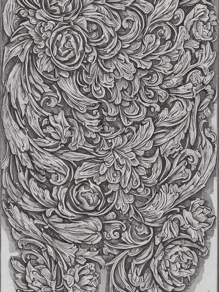 Prompt: beautiful decorative classical ornamental shield emblem, fibonacci rhythms, roses, lilies, acanthus scrolls, human heart, highly detailed etching, radially symmetrical, rendered in octane