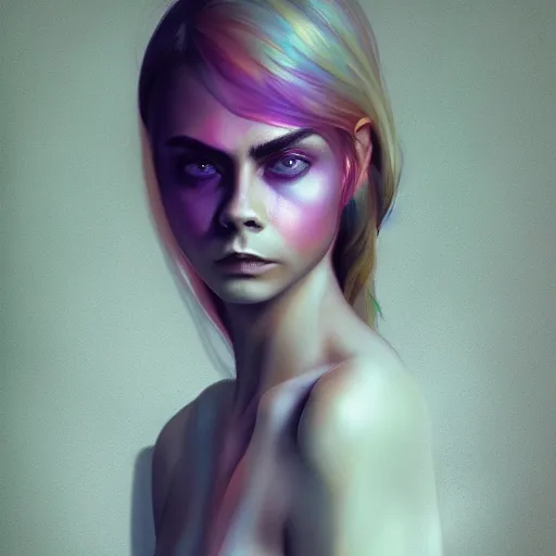 Prompt: cara delevingne, full body portrait colorful oil painting by mad dog jones, charlie bowater, yuumei, yanjun cheng, unreal 5, daz, hyperrealistic, octane render, rpg portrait, dynamic lighting, fantasy art, beautiful face