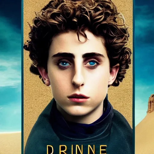 Image similar to Dune Characters Poster in Arabic, Timothée Chalamet is Paul, تيموثي شالاميت هو بول, cinematic HDRI 8K