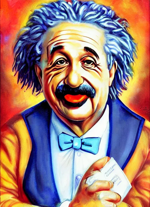 Image similar to portrait of albert einstein dressed as a disney genie, by julie bell