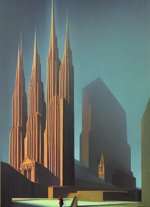 Image similar to propaganda cathedral Edward Hopper and James Gilleard, Zdzislaw Beksinski, highly detailed