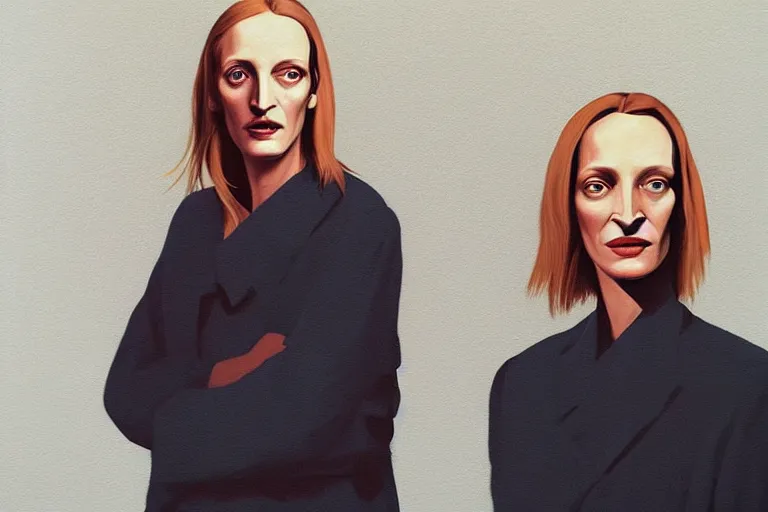 Image similar to portrait of uma thurman artwork by tim eitel