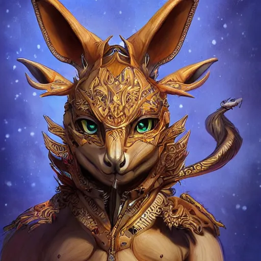 Image similar to a kangaroo as a king, cute highly detailed face, full body, fantasy art, monster art, style of masami kurumada, illustration, epic, fantasy, intricate, hyper detailed, artstation, concept art, smooth, sharp focus, ray tracing