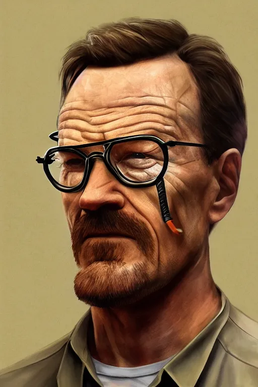 Prompt: Bryan Cranston as Gordon Freeman, hyperrealistic portrait