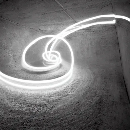 Prompt: endless spiral of time, photorealism, light art, lightpainting