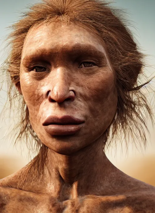 Prompt: closeup portrait of a neanderthal woman, depth of field, zeiss lens, detailed, symmetrical, centered, fashion photoshoot, by Annie Leibovitz and Steve McCurry, David Lazar, Jimmy Nelsson, Breathtaking, 8k resolution, extremely detailed, beautiful, establishing shot, artistic, hyperrealistic, beautiful face, octane render