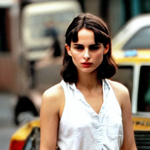 Image similar to young nathalie portman replacing jodie foster in the movie taxi driver, movie still