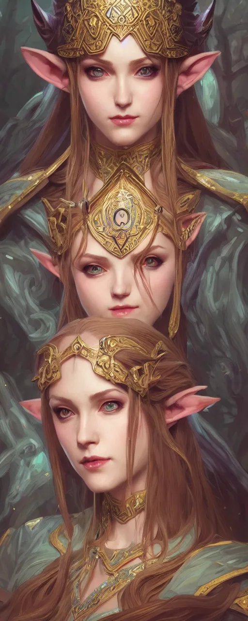 Prompt: beautiful sensual princess zelda, dark fantasy esoteric , closeup, D&D, fantasy, intricate, elegant, highly detailed, digital painting, artstation, concept art, matte, sharp focus, illustration, art by Artgerm and Greg Rutkowski and Alphonse Mucha