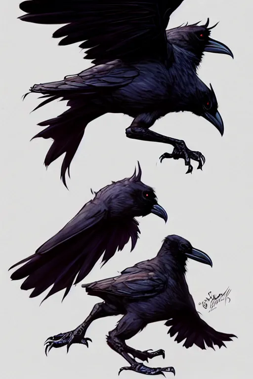 Prompt: character art by wlop, steve henderson, and j scott campbell, gooseman, male hero, raven head, wings, 4 k, arstation, trending, high quality, very detailed, digital