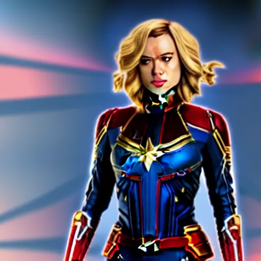 Image similar to film still of Scarlett Johansson as Captain Marvel in Captain Marvel