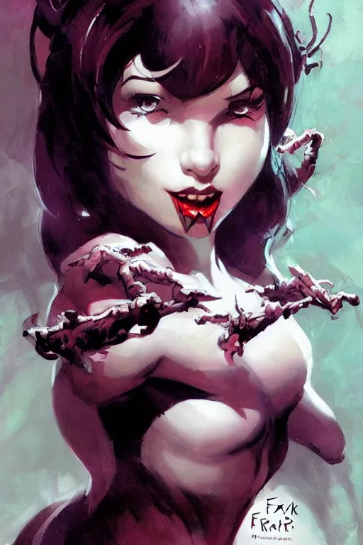 Prompt: a portrait of a cute half spider girl by Frank Frazetta, WLOP and ross tran