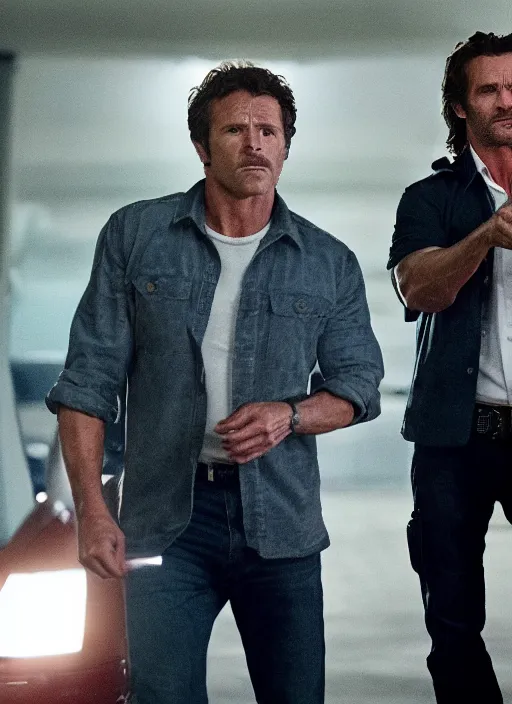 Image similar to film still of Todd Howard as Martin Riggs in Lethal Weapon, 4k