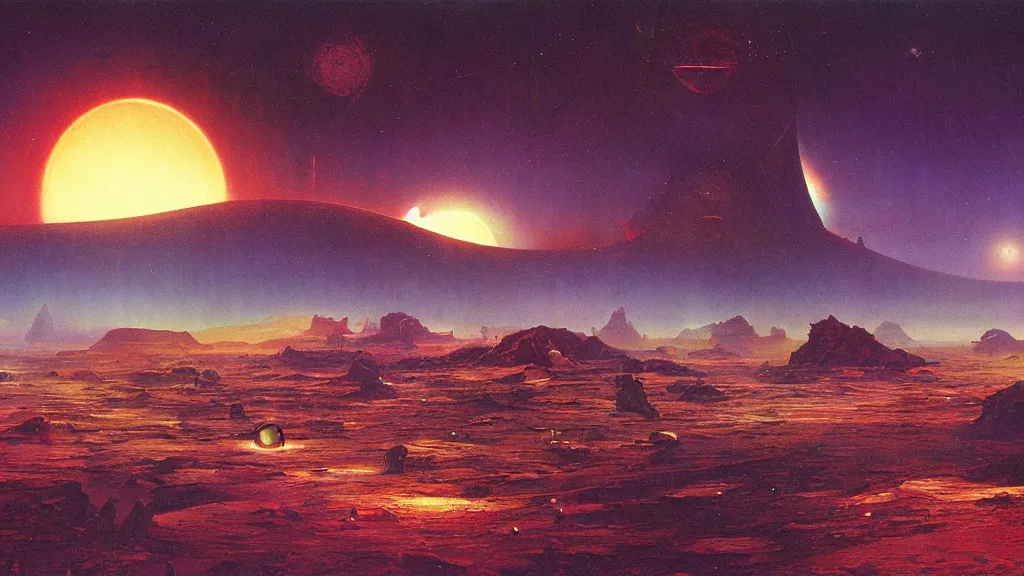 Image similar to otherworldly atmosphere of an evolving alien planet by arthur haas and bruce pennington and paul lehr, cinematic matte painting