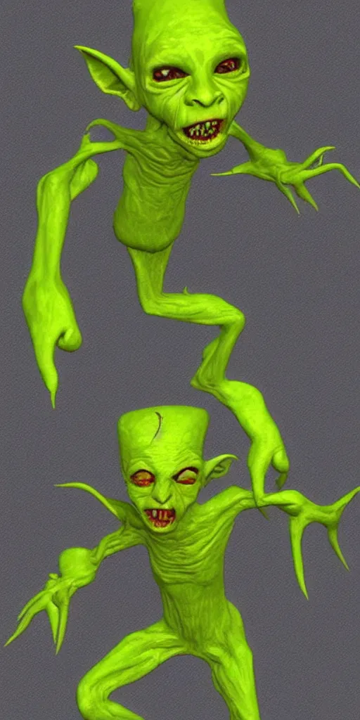 Image similar to malice yellow goblin doll psx rendered early 90s net art n64 3d 2002