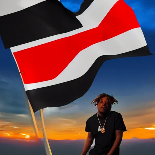 Image similar to juice wrld holding up a germany flagdigital art 4 k the detailed super realistic