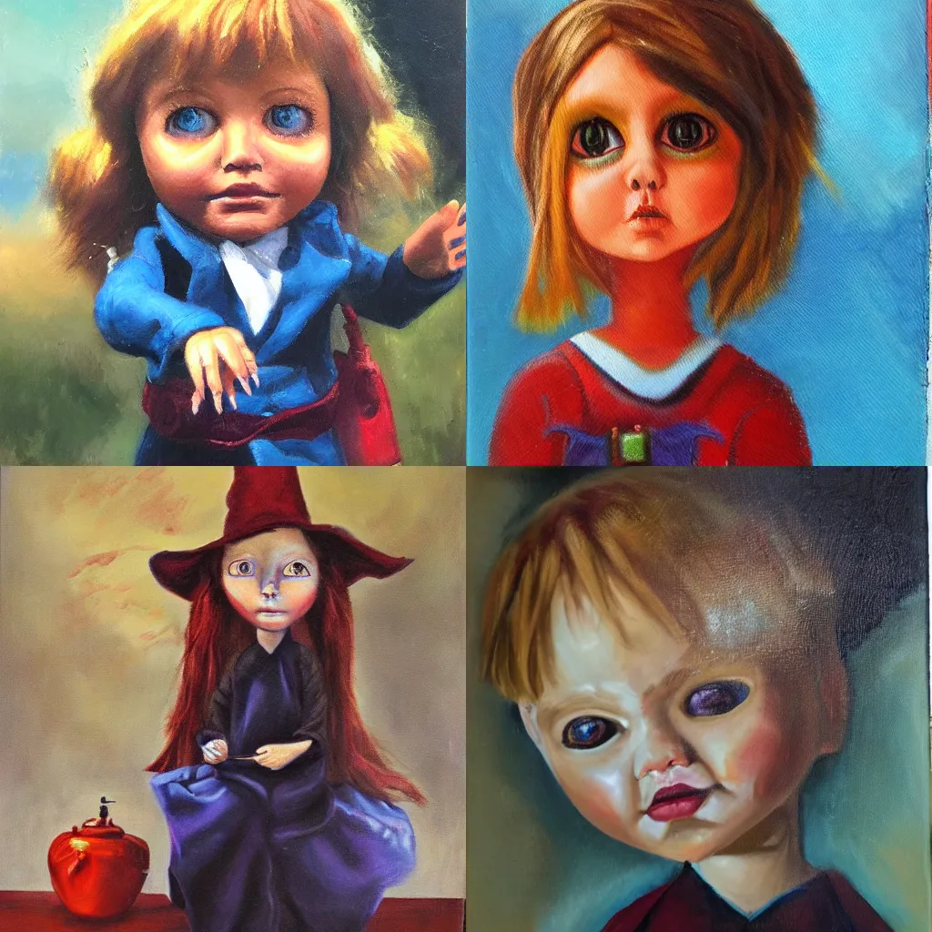 Prompt: the sorcerer's doll, oil painting