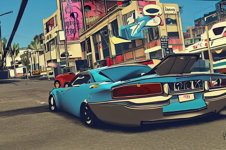 Image similar to cartoon gta V style, car