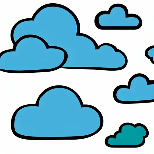 Prompt: set of white clouds clipart vector design illustration. white cloud, cloudy, drawing, icon set. vector clipart print