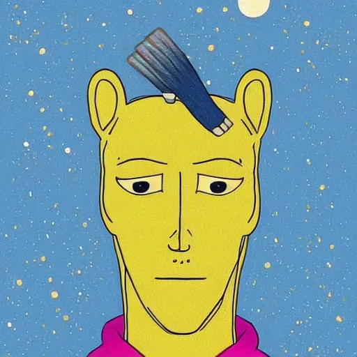 Prompt: A portrait of Bojack horseman in the style of Duy Hyunh, surrealism, trending in pinterest