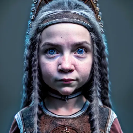 Image similar to full body shot of an dwarf girl, photorealistic, perfect symmetrical image, symmetrical face, perfect face, longshot, cinematic, hyper realism, hyper detailed