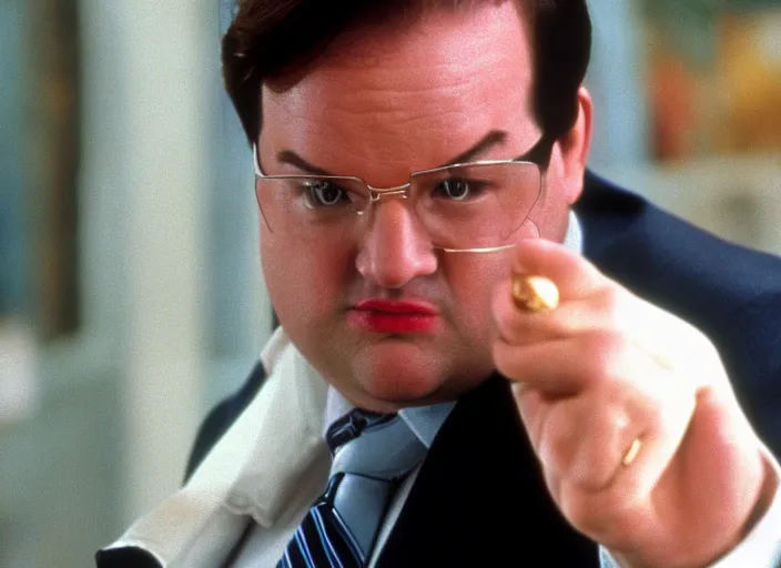 Image similar to Kevin Malone as Gordon Gecko in Wall Street 1987