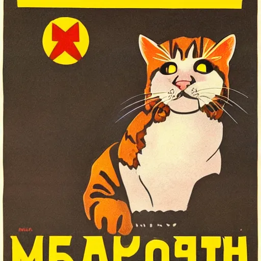 Image similar to cat in a soviet union propaganda poster