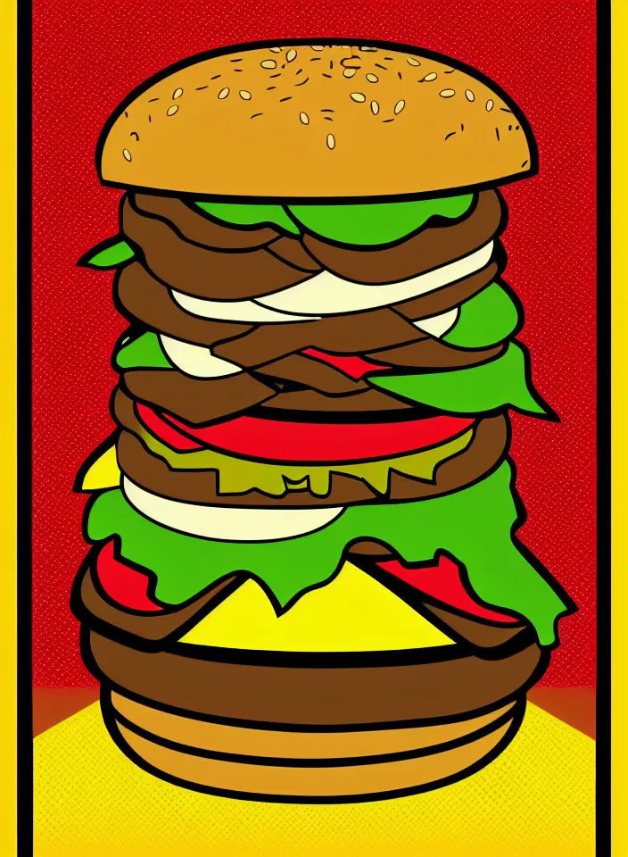 Prompt: pop art illustration of a cheeseburger, adobe illustrator