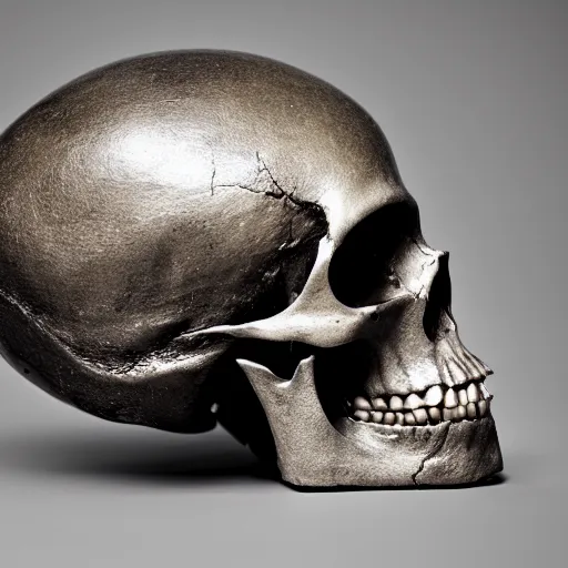 Image similar to A photo of {a skull of an Alien} , professional photograph, studio lighting, highly detailed