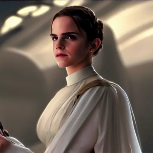 Prompt: emma watson as padme amidala. star wars. film still. screenshot. extremely detailed. 4 k. award winning.