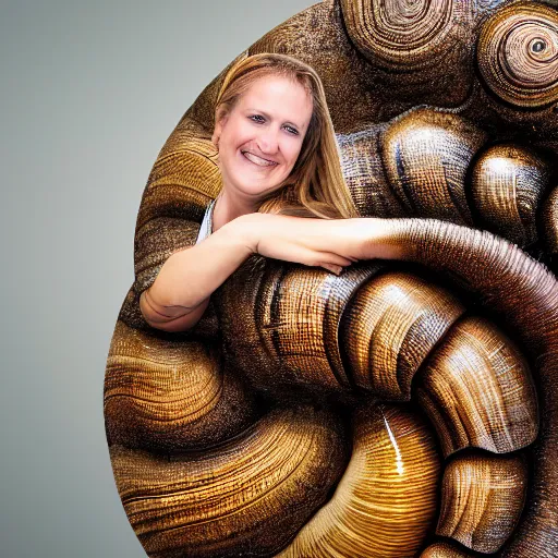 Image similar to professional photograph of a woman made of snail