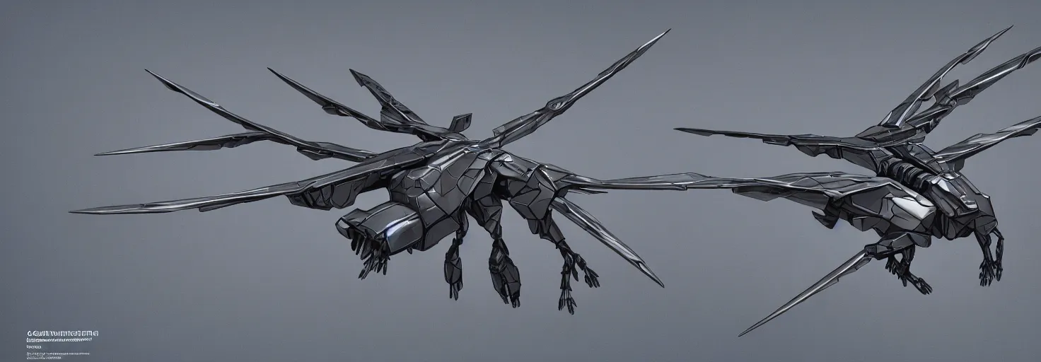 Prompt: symmetry!! a mechanized dragonfly with it's wings spread, gunmetal grey, top down view, very symmetrical, mecha, jet fighter, robotic, highly detailed, artstation, super realistic, unreal engine