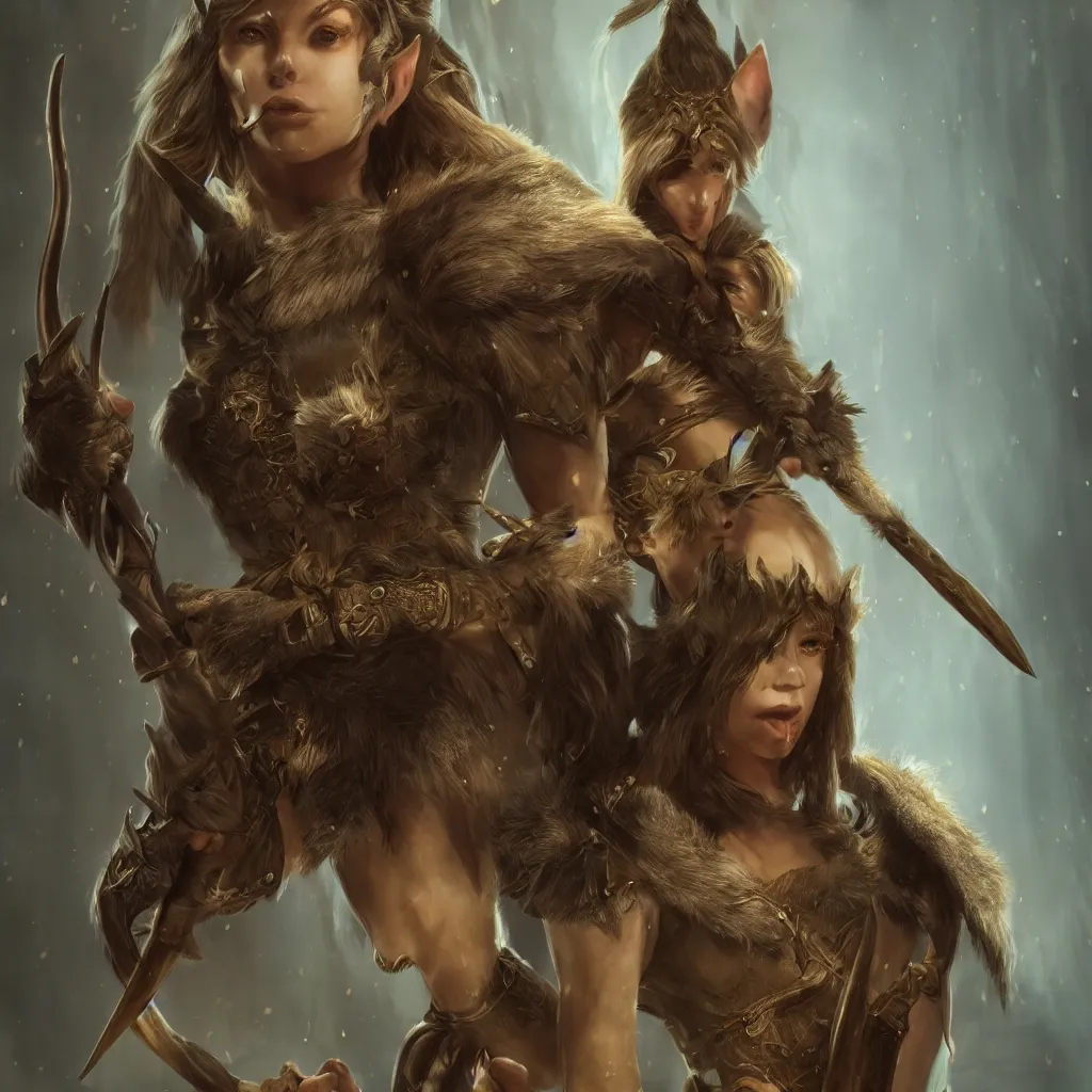 Image similar to cinematic bust portrait of one Photorealistic single powerful angry female D&D elf ranger holding a longbow, with a pet wolf. Magical occult photorealism, UHD, amazing depth, glowing, golden ratio, 3D octane cycle unreal engine 5, volumetric lighting, cinematic lighting, cgstation artstation concept art