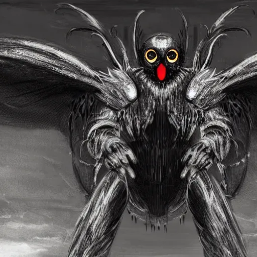 Image similar to mothman at airport, high detail, scary