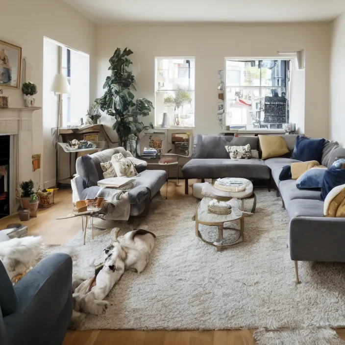 Image similar to interior of a crowded living room