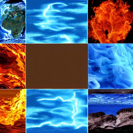 Image similar to the elements of fire, water, earth and air. digital art