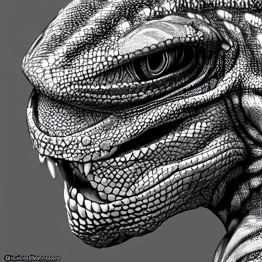 Image similar to lizardman, gray scales, anime, hd,