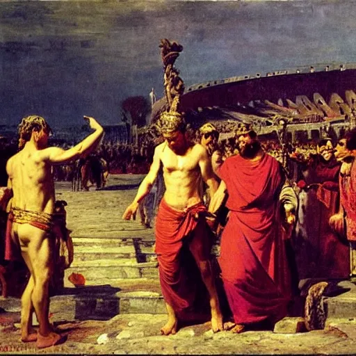 Image similar to caesar returns to rome, oil on canvas, ilya repin, 1 8 7 3