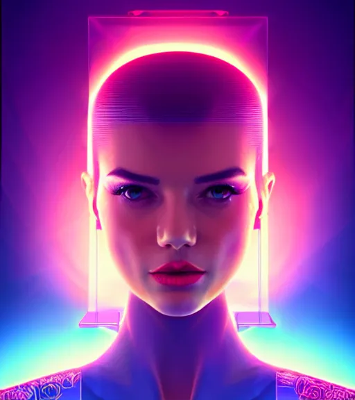 Image similar to symmetry!! russian prince of technology, solid cube of light, hard edges, product render retro - futuristic poster scifi, lasers and neon circuits, beautiful russian princess, intricate, elegant, highly detailed, digital painting, artstation, concept art, smooth, sharp focus, illustration, dreamlike, art by artgerm