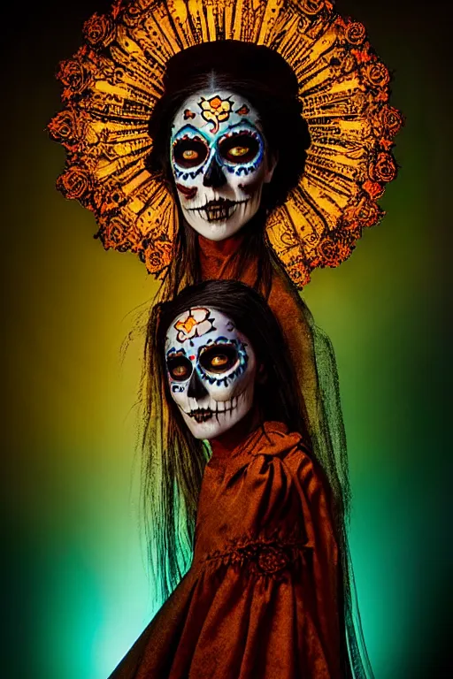 Prompt: heliography, virgin mary in dia de muertos dress and make up, horrific beautiful vibe, evocative, atmospheric lighting, painted, intricate, highly detailed, leesha hannigan, wayne haag, reyna rochin, ignacio fernandez rios, mark ryden, iris van herpen, stunning, gorgeous, sharp focus, cinematic, masterpiece