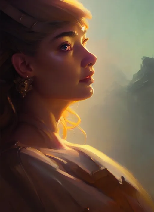 Image similar to side portrait, imogen poots, paladin, gloomhaven, organic painting, hard edges, luminescent, octane render, by greg manchess, huang guangjian, gil elvgren, sachin teng, greg rutkowski, jesper ejsing, rhads, ilya kuvshinov, cushart krenz