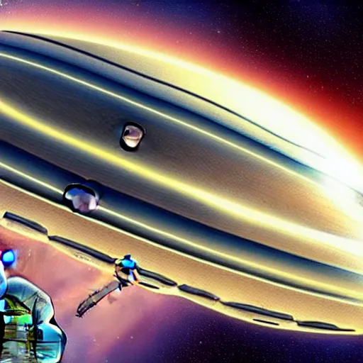 Image similar to of spaceship very large colony strange people in space, very large structure