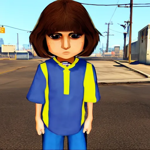 Prompt: Frisk from undertale in GTA V,