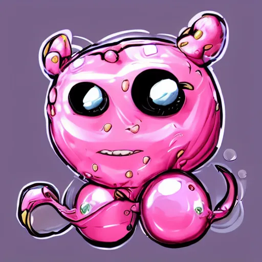 Image similar to pink poggers bubble, high detailed, cute, trending on artstation