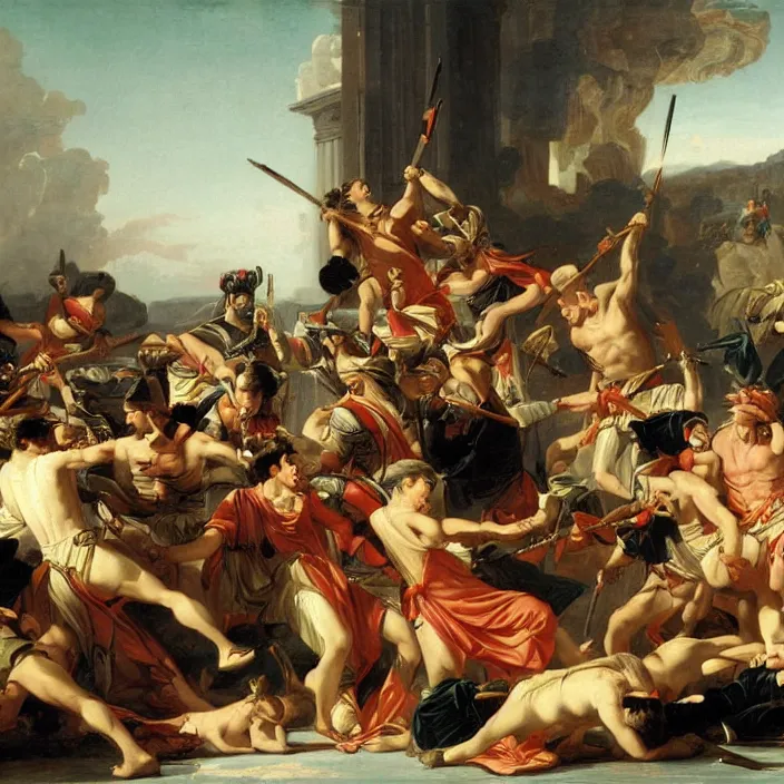 Prompt: pyrrhic victory, painting by johann peter krafft, 1 8 2 5