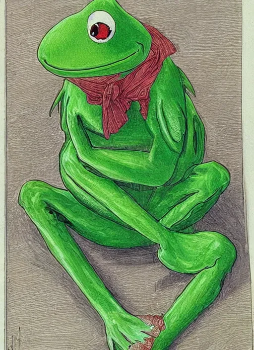 Image similar to Pre-Raphaelite Beautiful Kermit the Frog