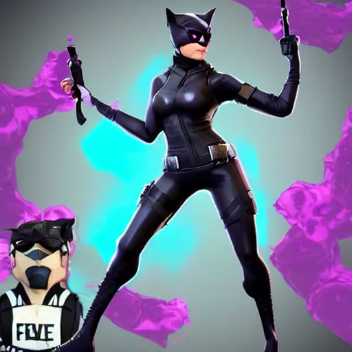 Image similar to Catwoman as a fortnite character